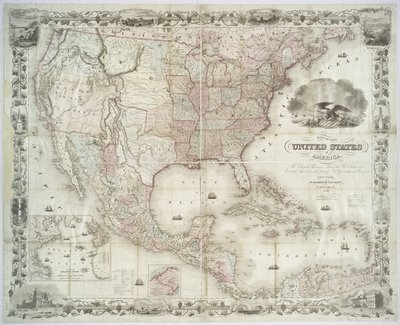 Map of the United States of America, British Provinces, Mexico, West Indies and Central America, 1850 by American School